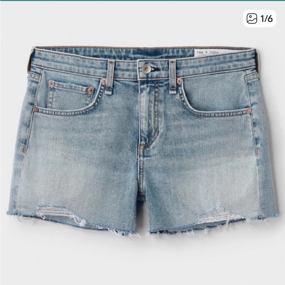 Rag and Bone Dre Low-Rise Stella Slim Fit Dark Indigo Short Size 27
